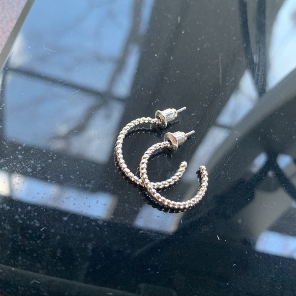 Silver Mini Patterned Hoop Earrings